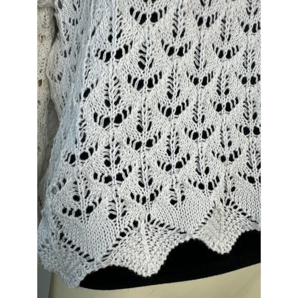 NWT CCK Style White Crochet crewneck with large sexy neck, scalloped size medium - Picture 4 of 12